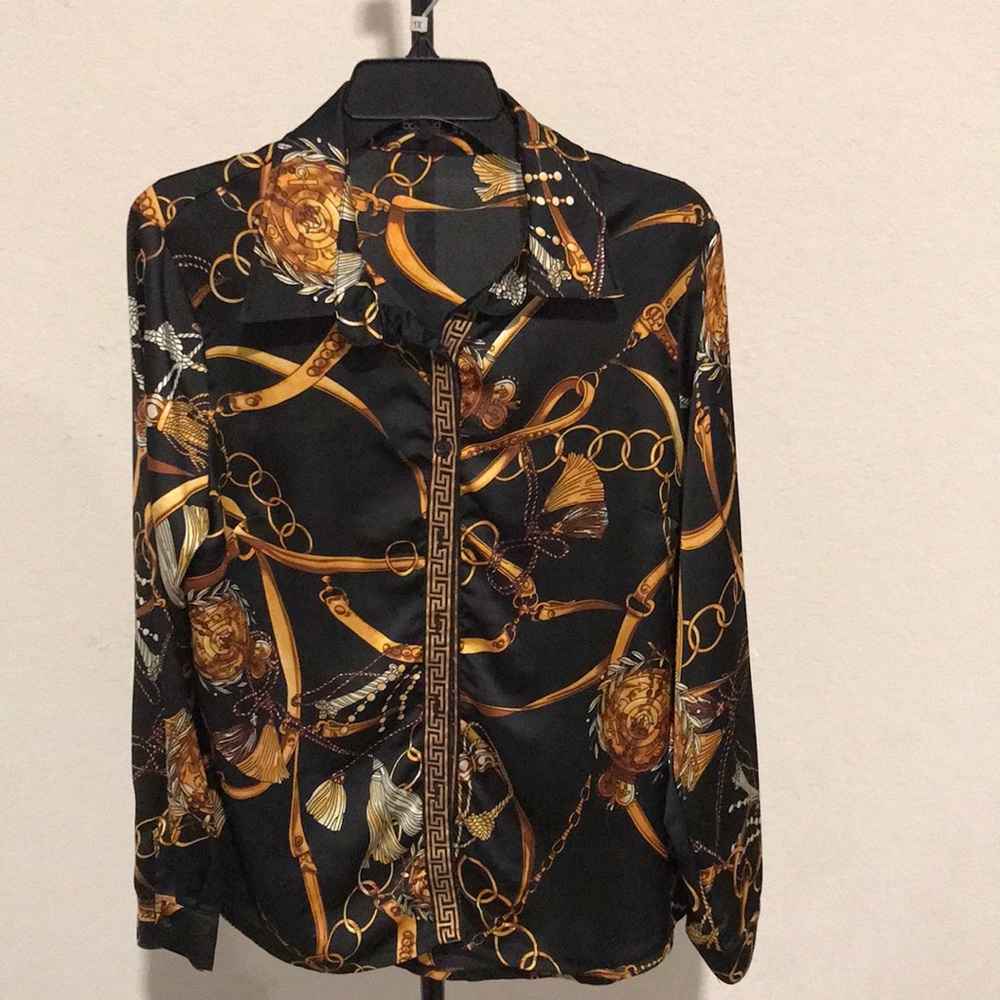 Gold and black chain blouse